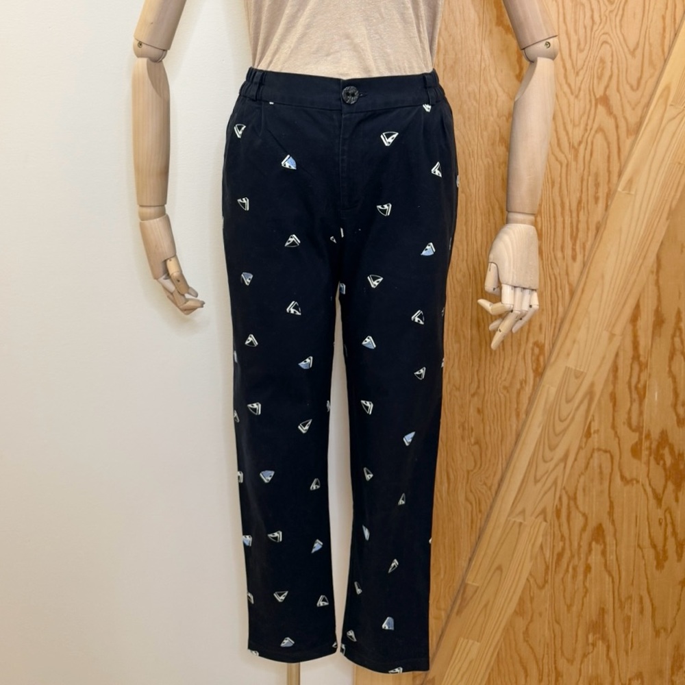 Vintage Navy embroided sailing boat pants